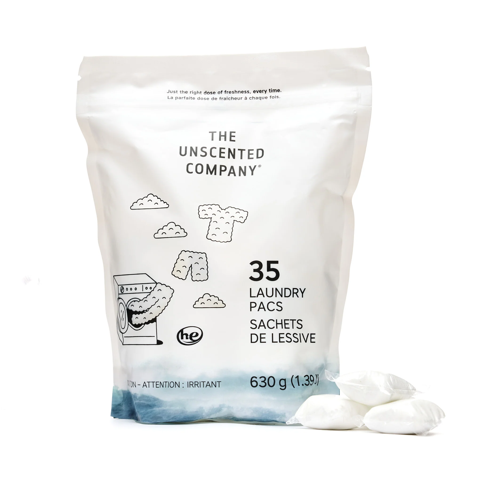 High-End The Unscented Company Laundry Detergent Pacs Recyclable