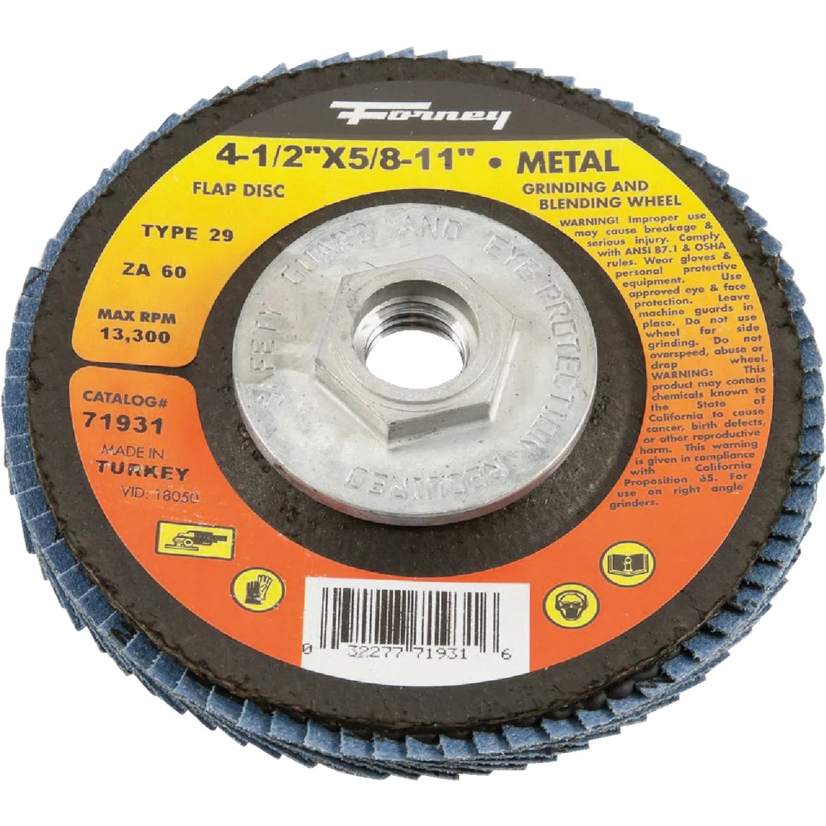 Crafted Forney 4-1 2 In. x 5 8 In.-11 60-Grit Type 29 Blue Zirconia Angle Grinder Flap Disc Natural