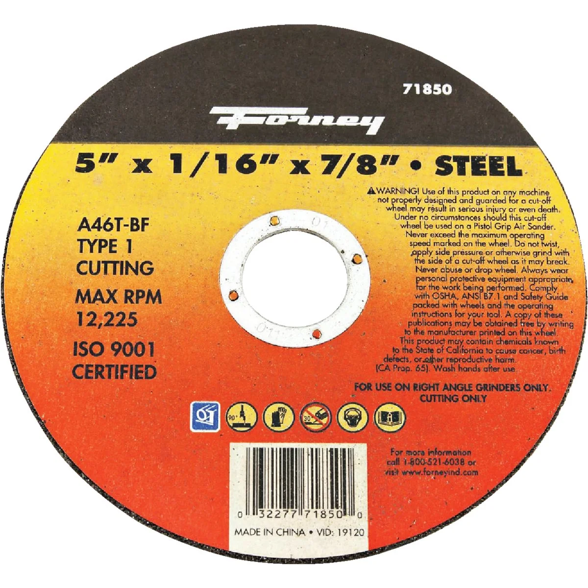 Next-Generation Forney Type 1 5 In. x 1 16 In. x 7 8 In. Steel Cut-Off Wheel Long-Lasting
