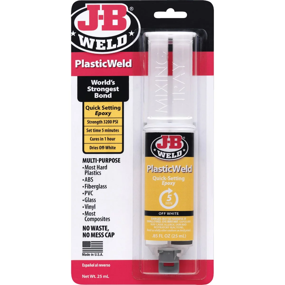 Optimized J-B Weld 0.85 Oz. PlasticWeld Epoxy Syringe First-Class