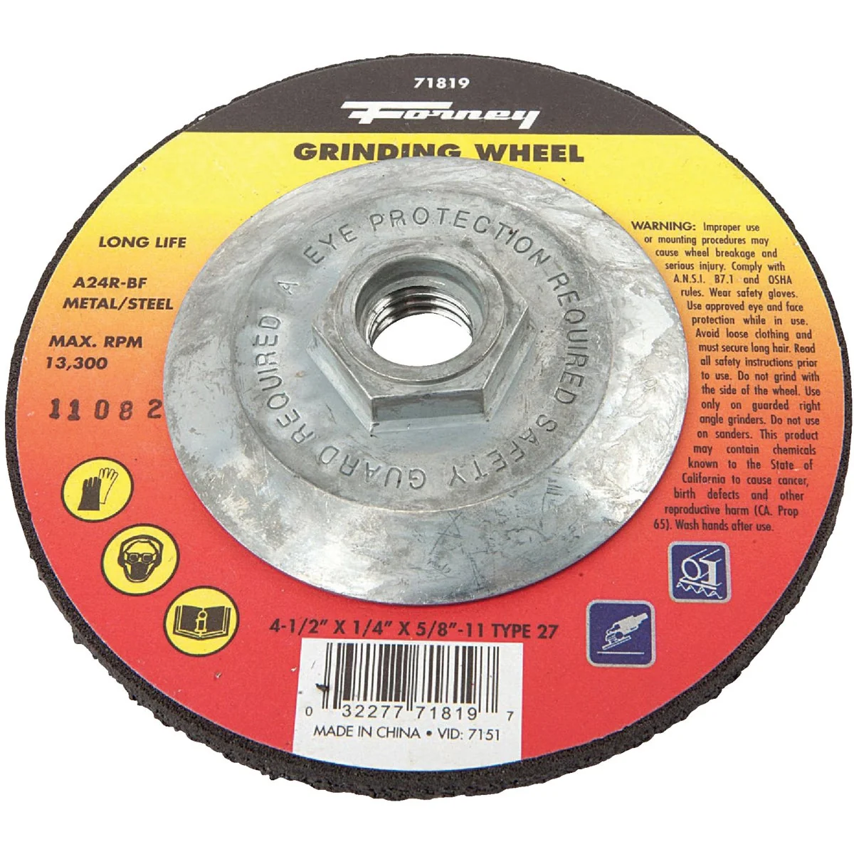 Flexible Forney Type 27 4-1 2 In. x 1 4 In. x 5 8 In.-11 Metal Steel Grinding Cut-Off Wheel Innovative