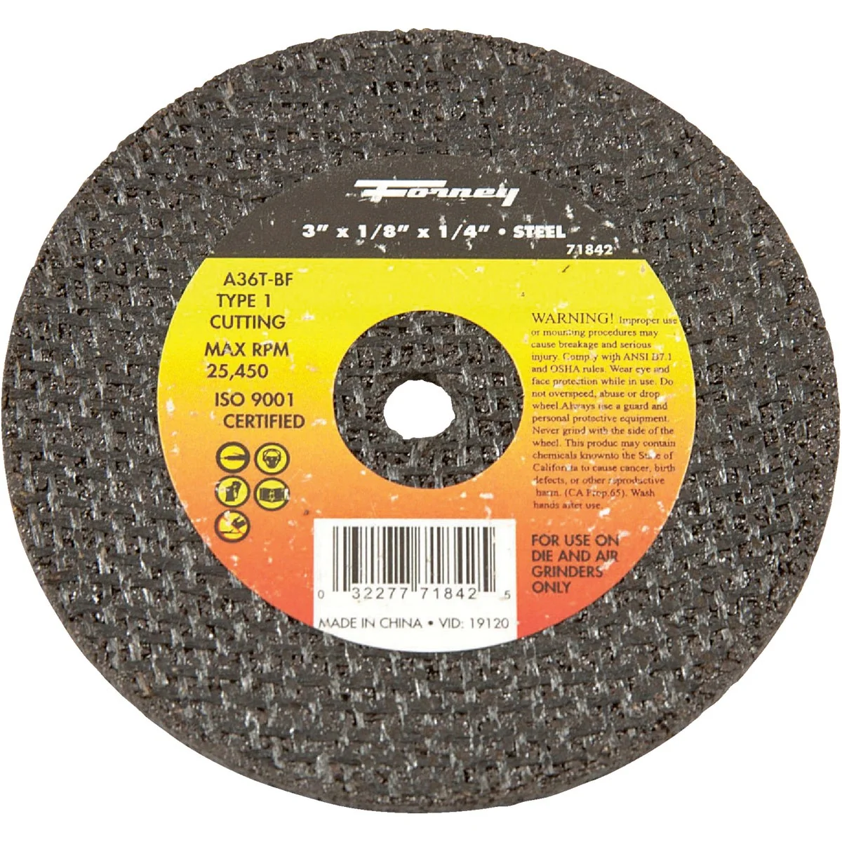 Clean Forney Type 1 3 In. x 1 8 In. x 1 4 In. Steel Cut-Off Wheel Quality