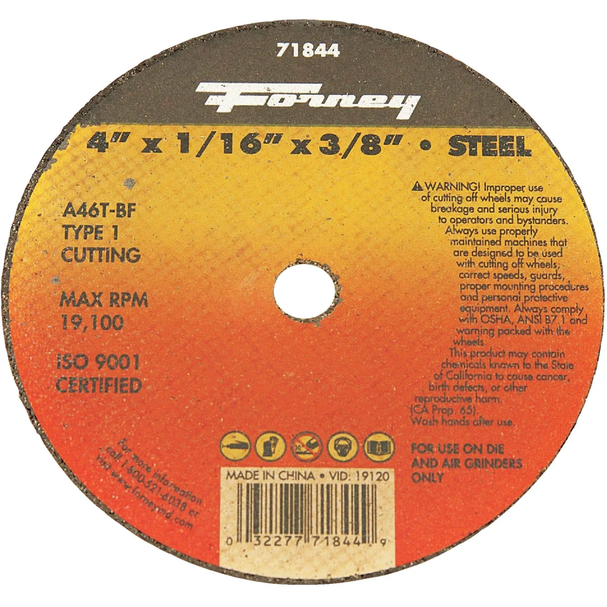Elite Forney Type 1 4 In. x 1 16 In. x 3 8 In. Steel Cut-Off Wheel Sophisticated