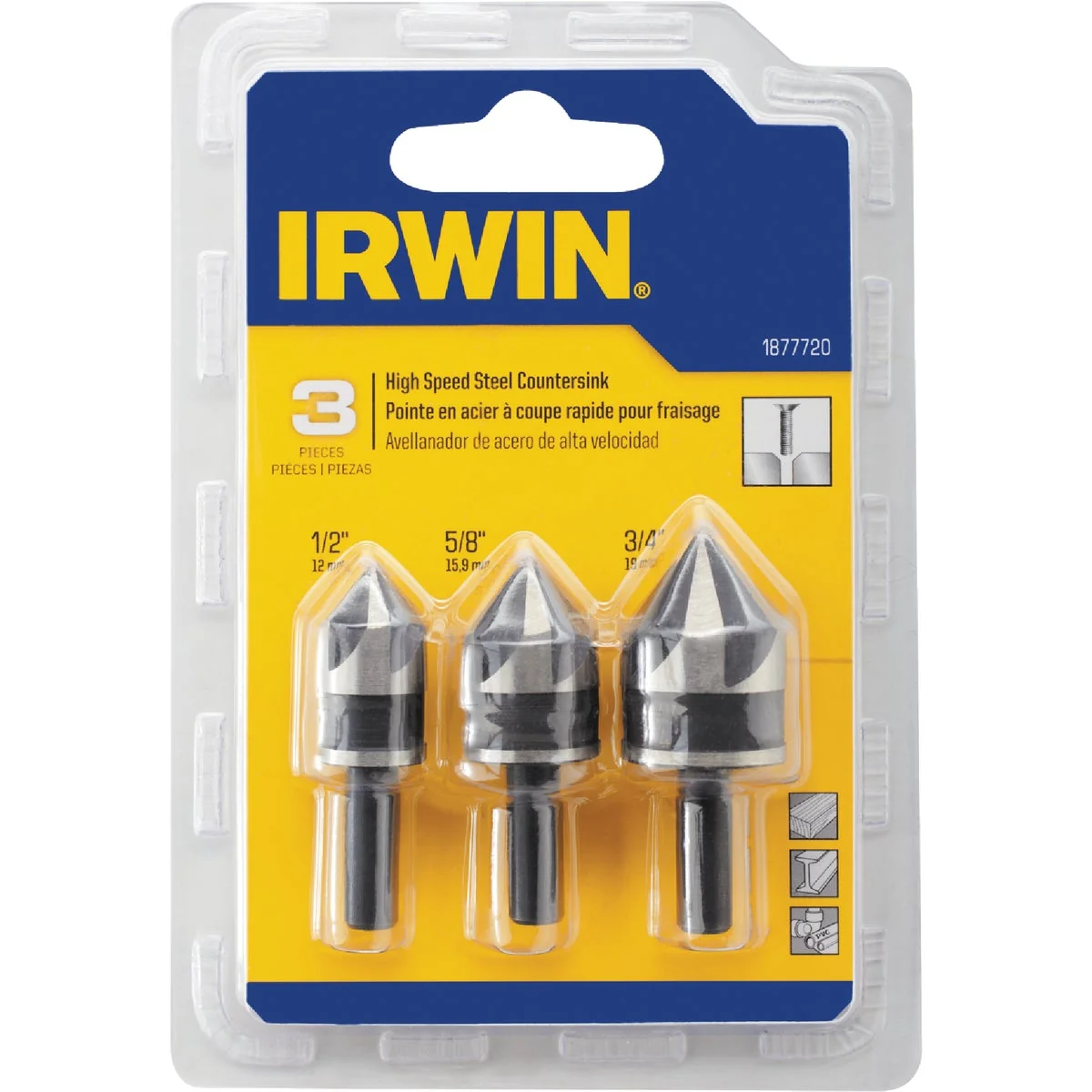 User-Friendly Irwin 3-Piece HSS Black Oxide Metal Countersink Bit Set Organic