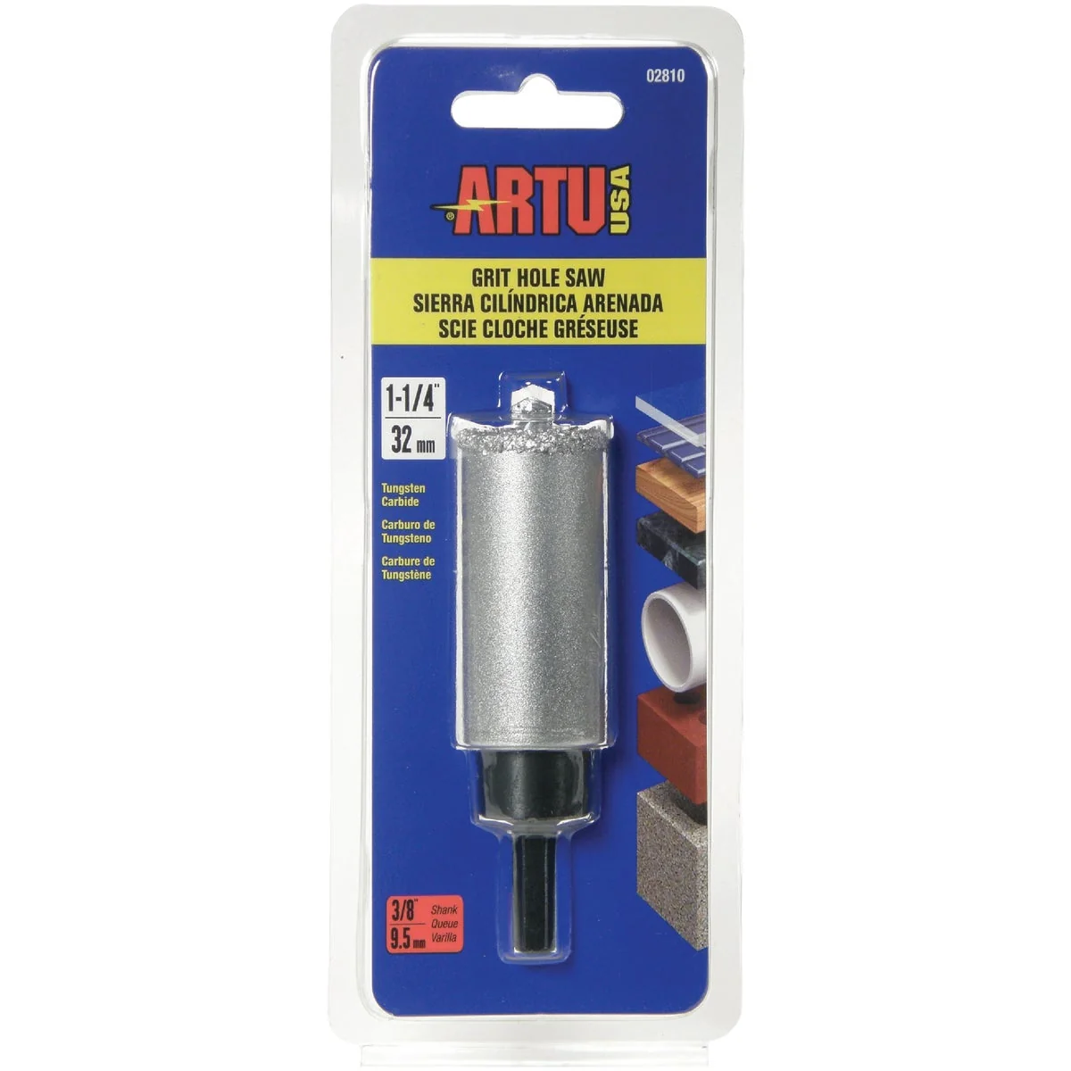 Prestigious ARTU 1-1 4 In. Tungsten Carbide Grit Hole Saw with Arbor and Pilot Bit Quality