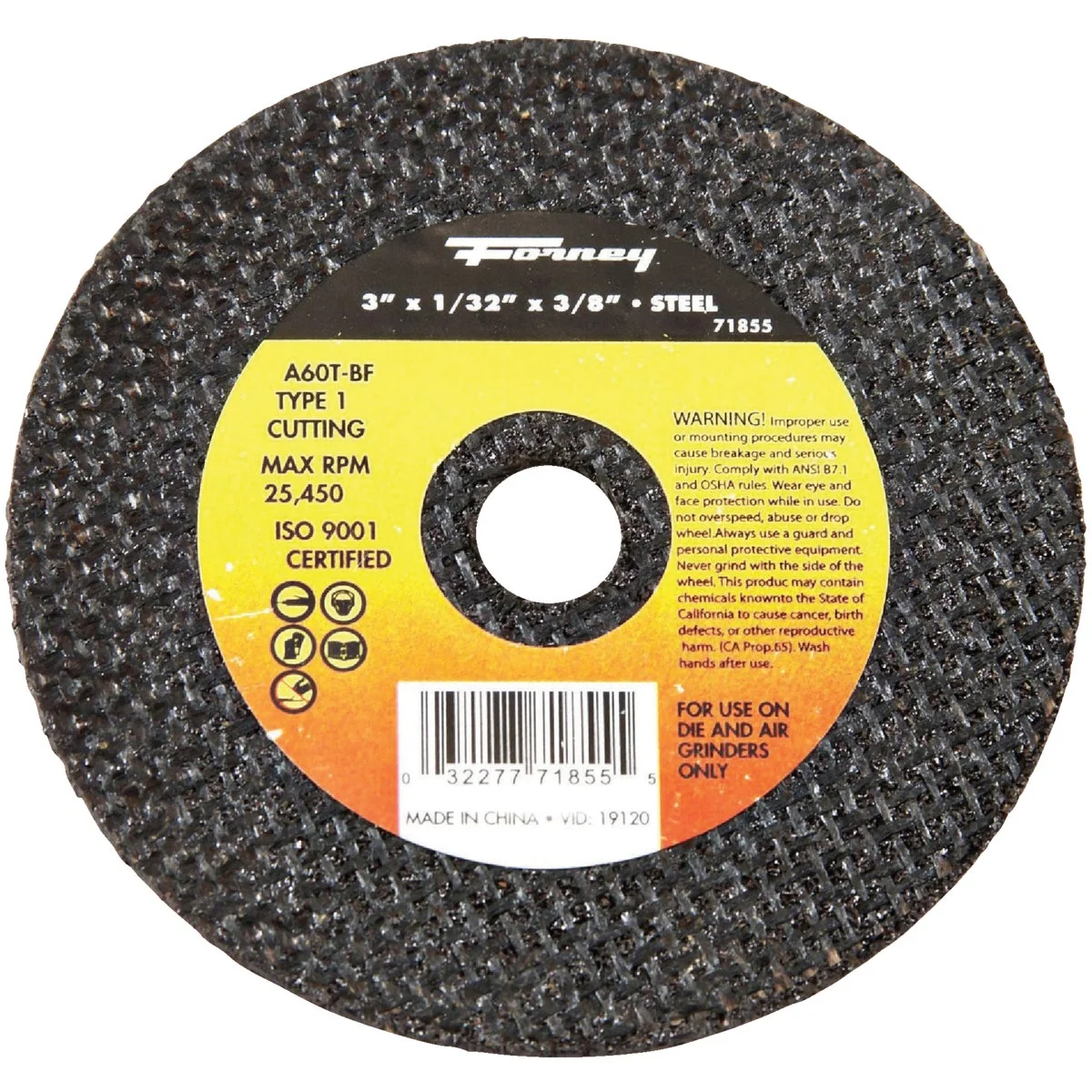 Sustainable Forney Type 1 3 In. x 1 32 In. x 3 8 In. Steel Cut-Off Wheel Fast