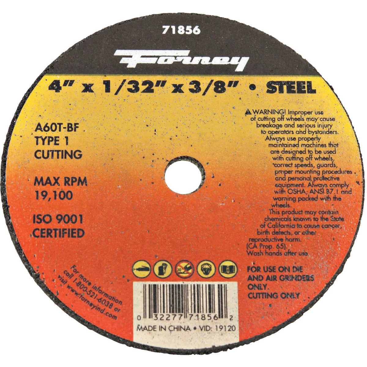 Carefully Designed Forney Type 1 4 In. x 1 32 In. x 3 8 In. SteelCut-Off Wheel Responsible