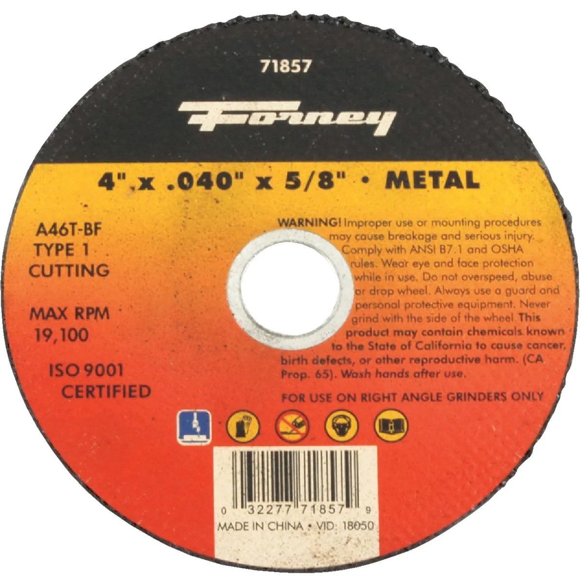 Consistent Forney Type 1 4 In. x 0.040 In. x 5 8 In. Metal Cut-Off Wheel Elegant
