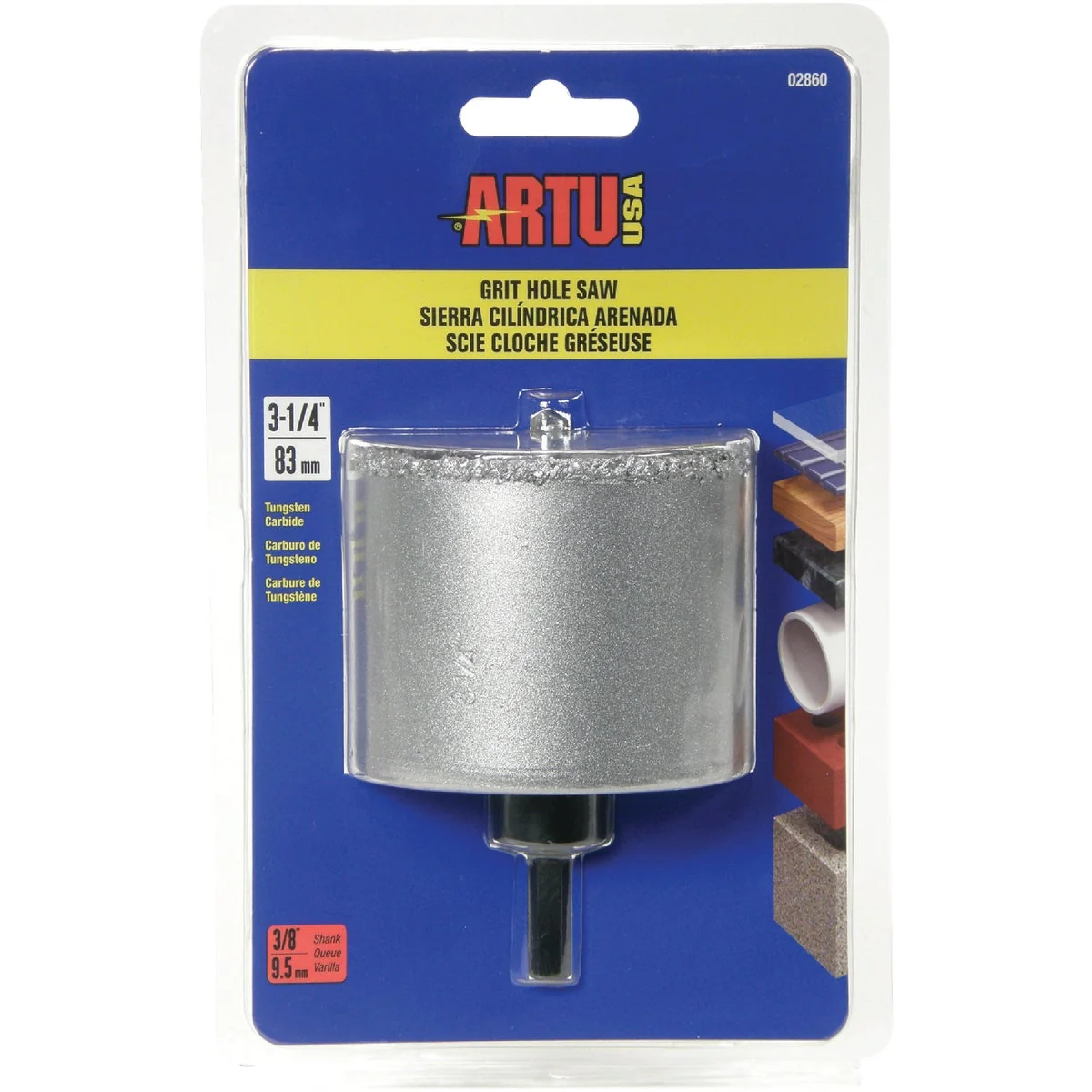 Practical ARTU 3-1 4 In. Tungsten Carbide Grit Hole Saw with Arbor and Pilot Bit Modern