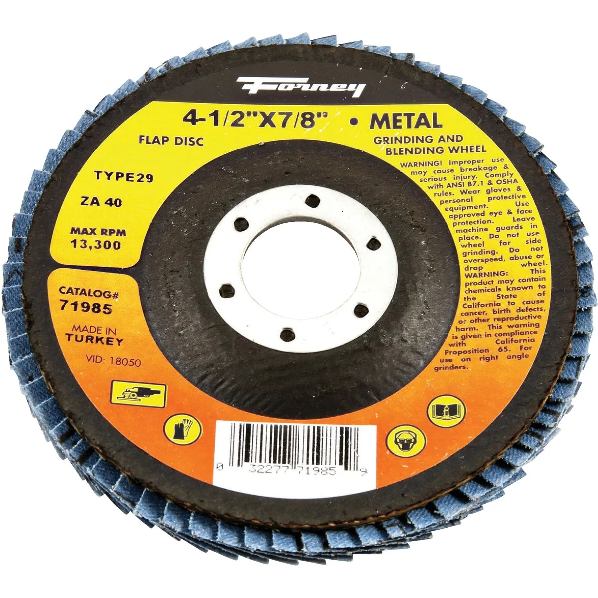 High-Performance Forney 4-1 2 In. x 7 8 In. 40-Grit Type 29 Blue Zirconia Angle Grinder Flap Disc Recyclable