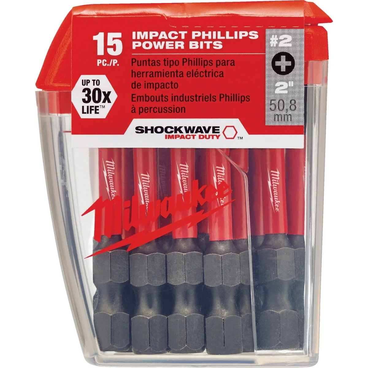Expertly Made Milwaukee Shockwave 2 Phillips 2 In. Power Impact Screwdriver Bit 15-Pack Specialty