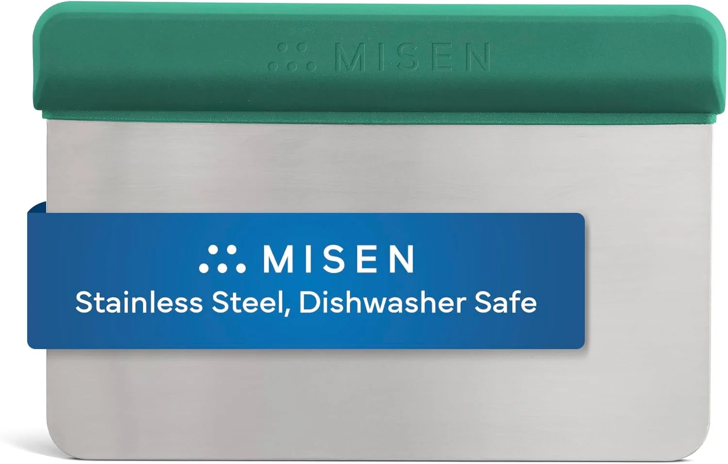 Easy-to-Use Misen Stainless Steel Bench Scraper - Versatile Food Scraper with Walnut Handle - I for Kitchen Pastry Dough - Durable Cutting Board Scraper Tool - Effortless Transfer into Pots Pans - Green Flexible