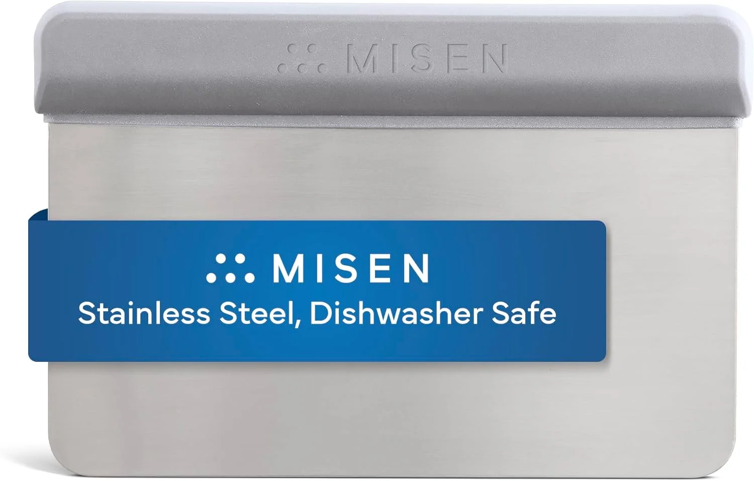 Detailed Misen Stainless Steel Bench Scraper - Versatile Food Scraper with Walnut Handle - I for Kitchen Pastry Dough - Durable Cutting Board Scraper Tool - Effortless Transfer into Pots Pans - Gray Sustainable