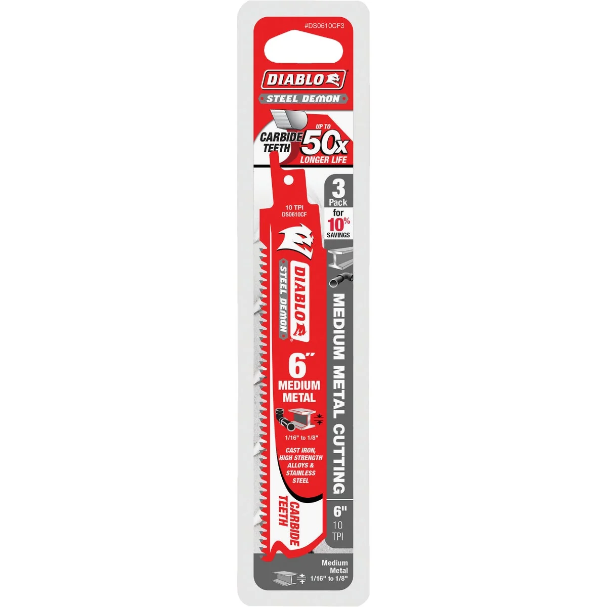 Fashionable Diablo Steel Demon 6 In. 10 TPI Carbide Medium Metal Reciprocating Saw Blade 3-Pack Dependable