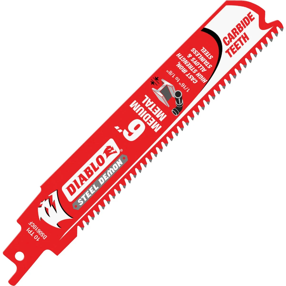 Solid Diablo Steel Demon 6 In. 10 TPI Carbide Medium Metal Reciprocating Saw Blade Environmentally Friendly
