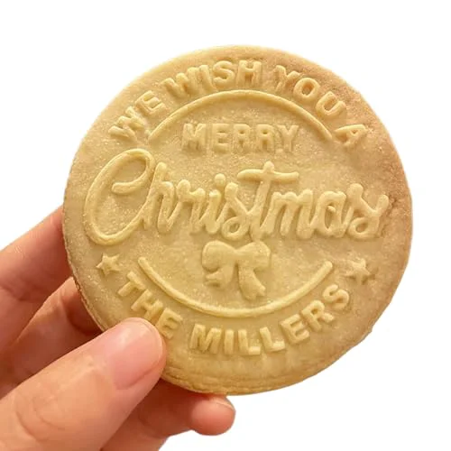 Easy-to-Use 2026 Personalized Christmas Cookie Stamp Custom Merry Christmas Cookies with Your Family's Last Name Great for Baking and Holiday Decorating I Gift for Bakers Premium