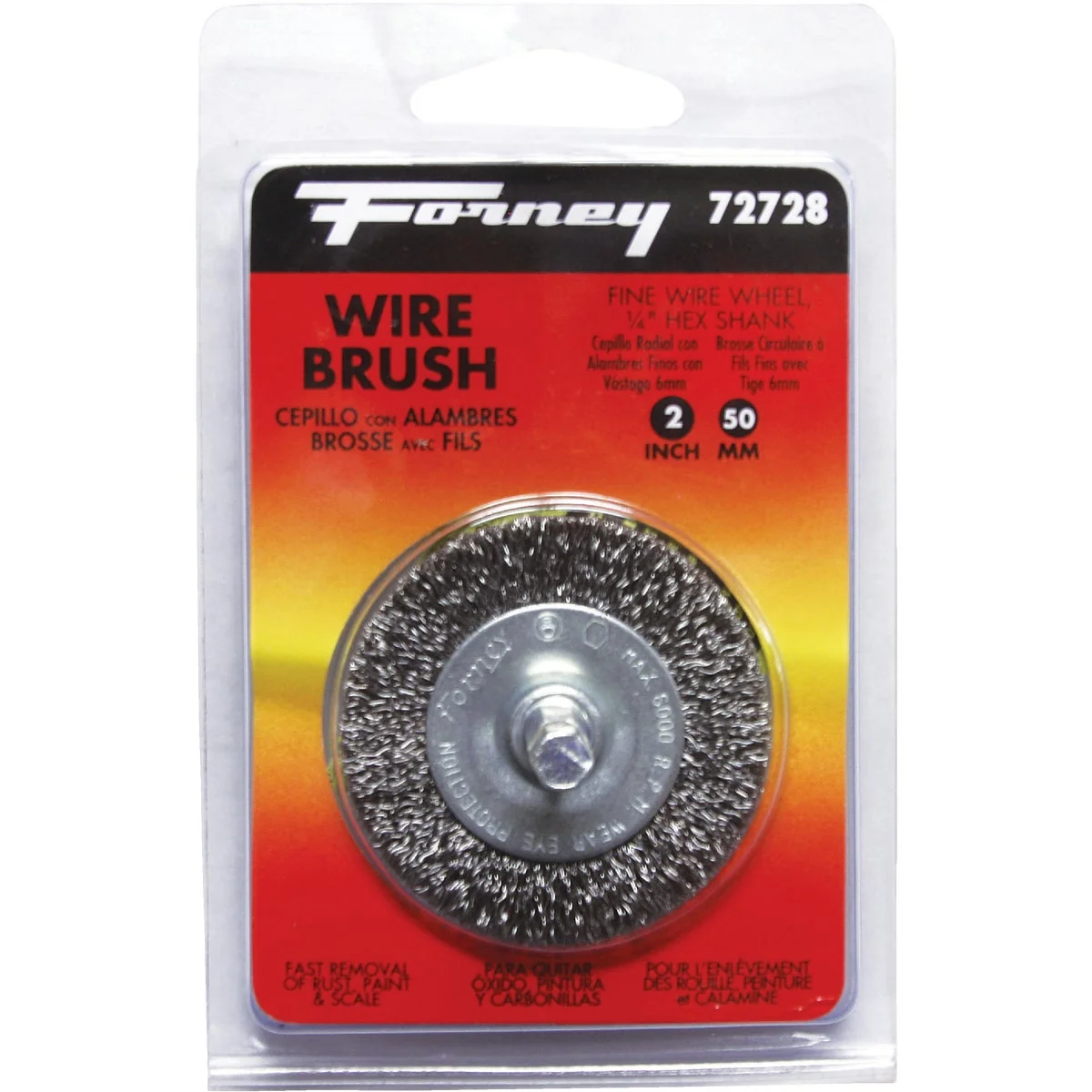 Forney 2 In. Hex Criimped Fine Drill-Mounted Wire Wheel Long-Lasting
