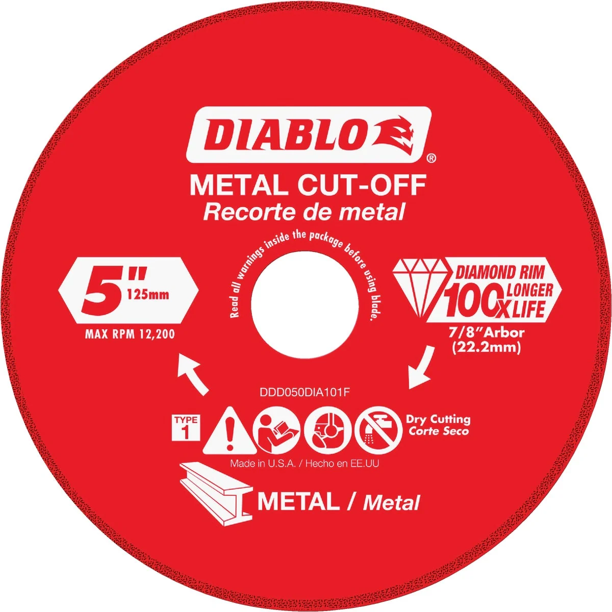 Soft Diablo Type 1 5 In. x 7 8 In. Metal Cutting Diamond Cut-Off Wheel Versatile