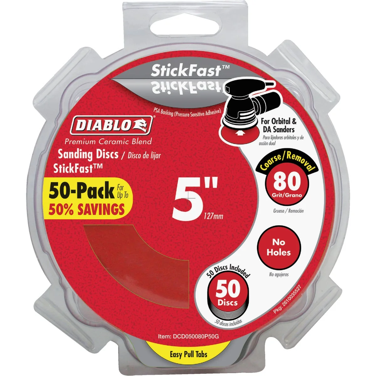 Fine Diablo StickFast 5 In. 80 Grit Sanding Disc 50-Pack Lightweight