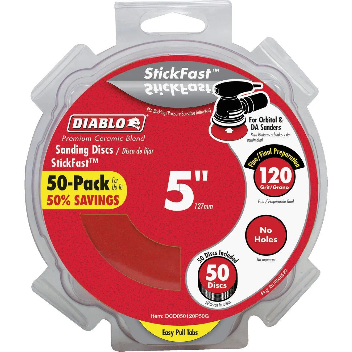 Convenient Diablo StickFast 5 In. 120 Grit Sanding Disc 50-Pack Detailed