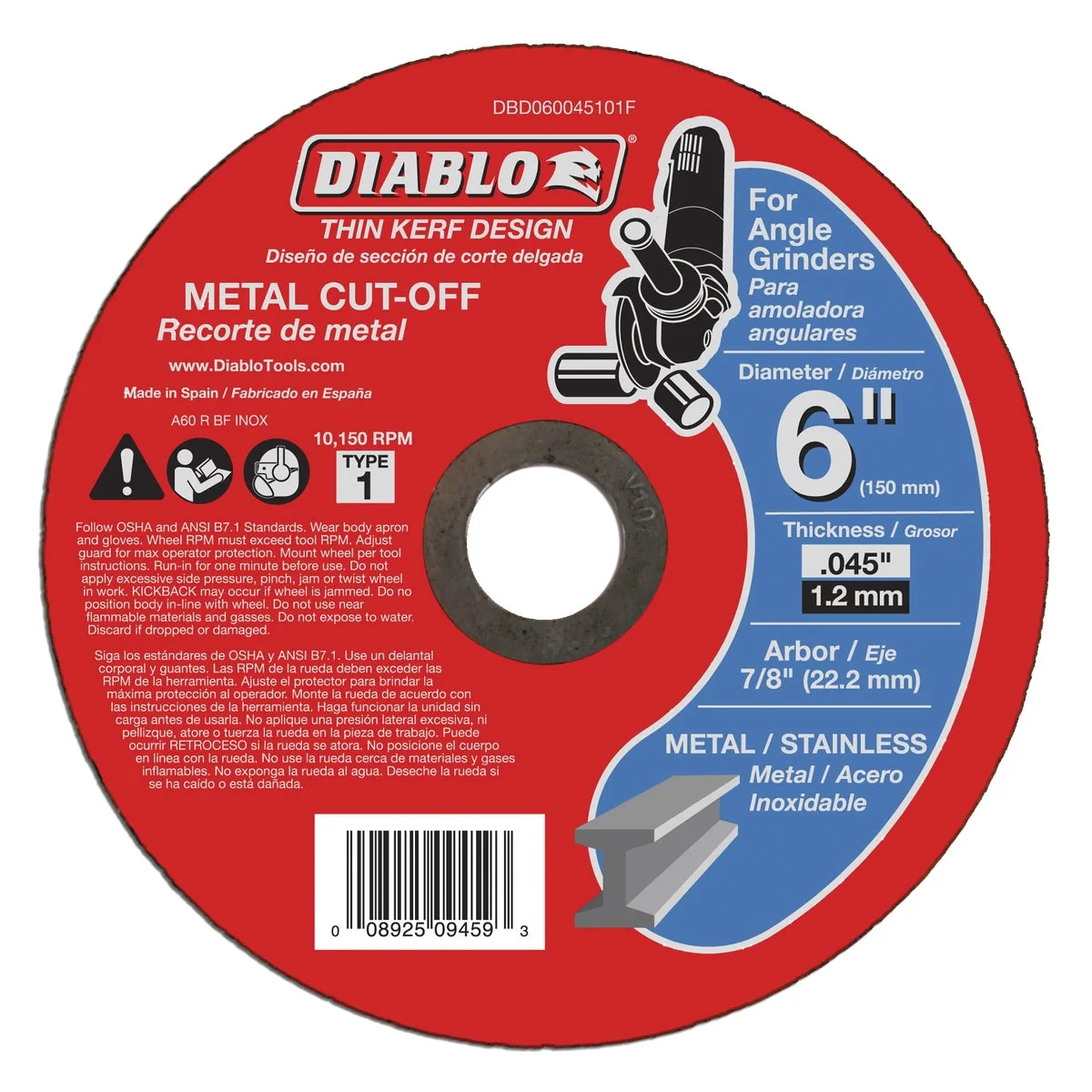 Comfortable Diablo Type 1 6 In. x 0.045 In. x 7 8 In. Metal Cut-Off Wheel Safe