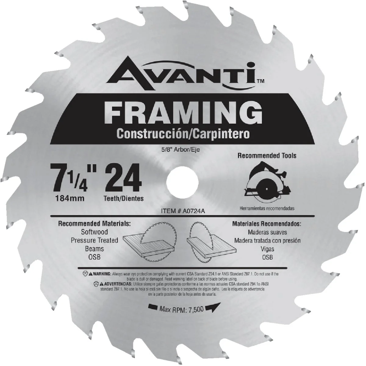 Original Design Avanti 7-1 4 In. 24-Tooth Framing Circular Saw Blade Proven