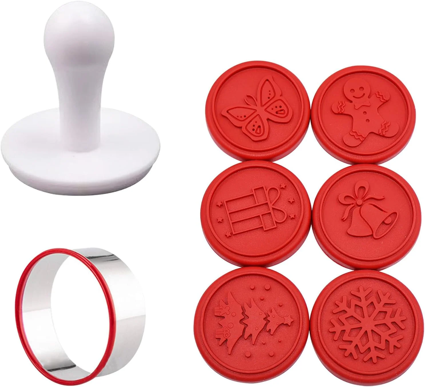 Secure Christmas Cookie Stamps Silicone Cookie Stamps Cookie Cutter Biscuit for DIY Christmas and Daily Baking Set of 6 Elite