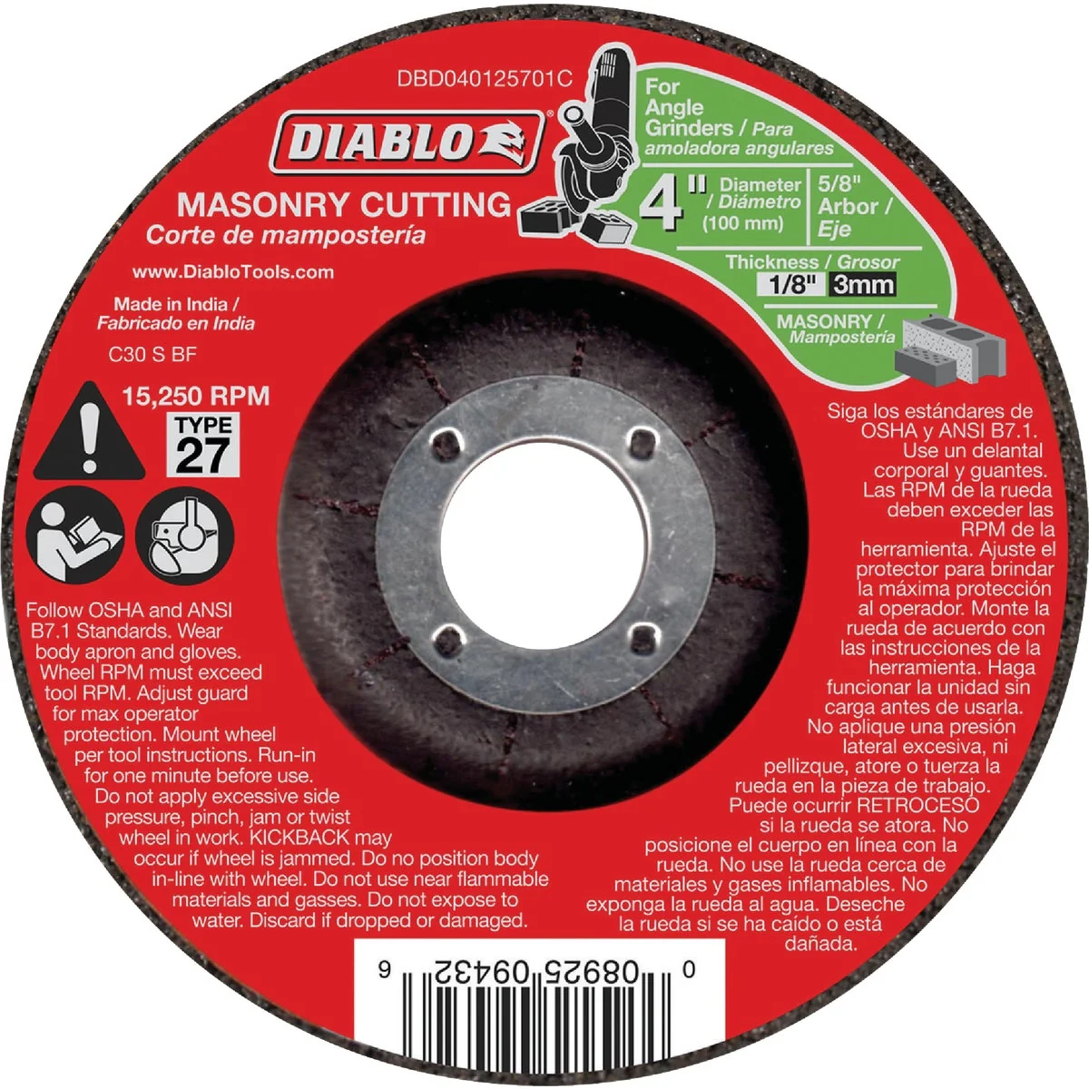 Luxury Diablo Type 27 4 In. x 1 8 In. x 5 8 In. Masonry Cut-Off Wheel Classic