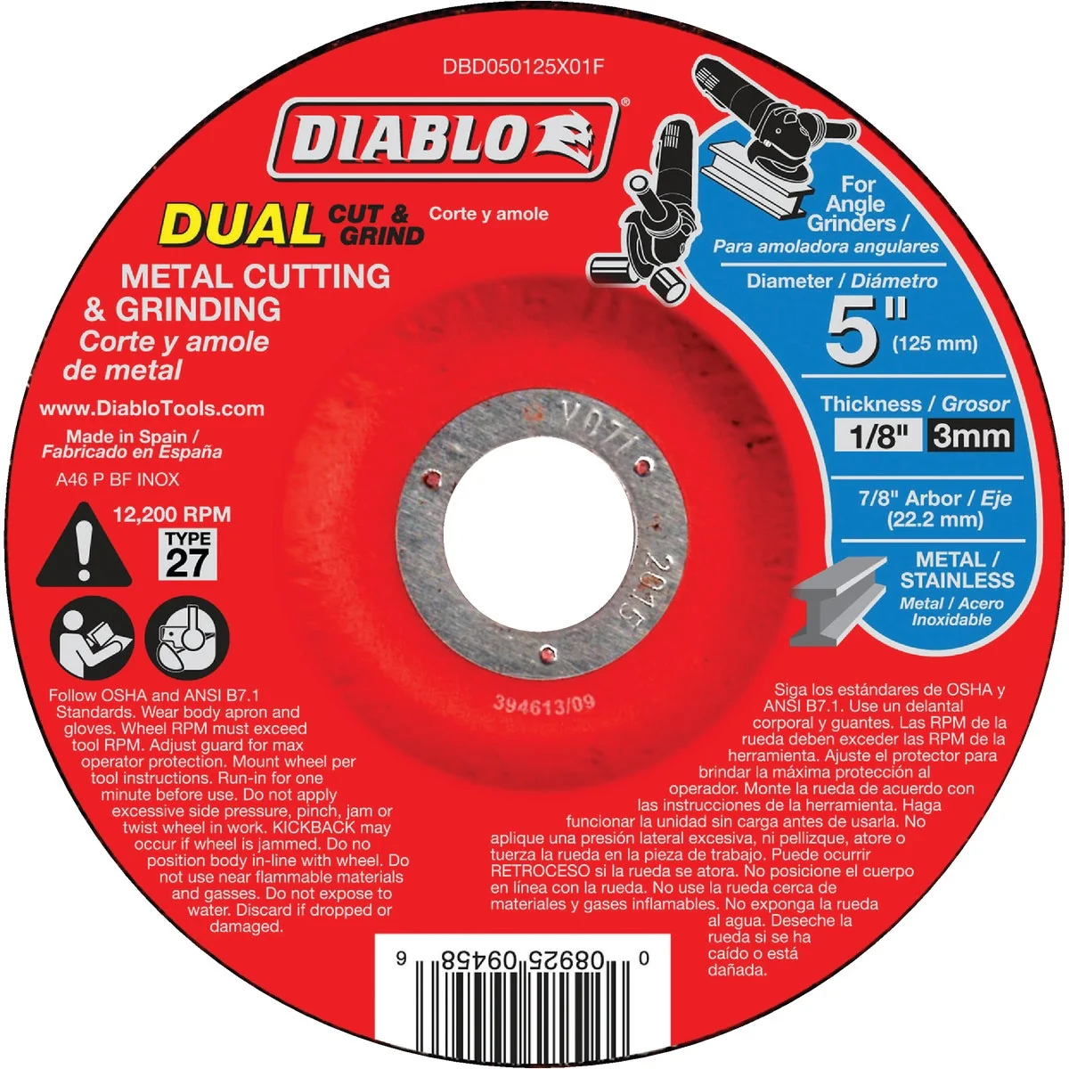 User-Friendly Diablo Type 27 5 In. x 1 8 In. x 7 8 In. Metal Stainless Grinding Cut-Off Wheel First-Class