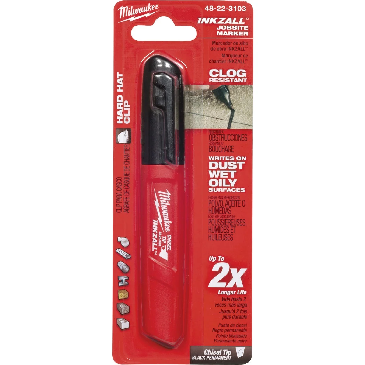 Reusable Milwaukee INKZALL Medium Chisel Tip Black Job Site Marker 5-1 2 In. L Comfortable