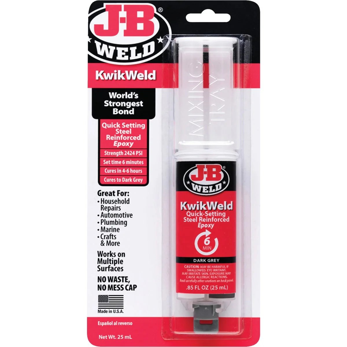 Traditional J-B Weld 0.85 Oz. KwikWeld Epoxy Syringe User-Friendly