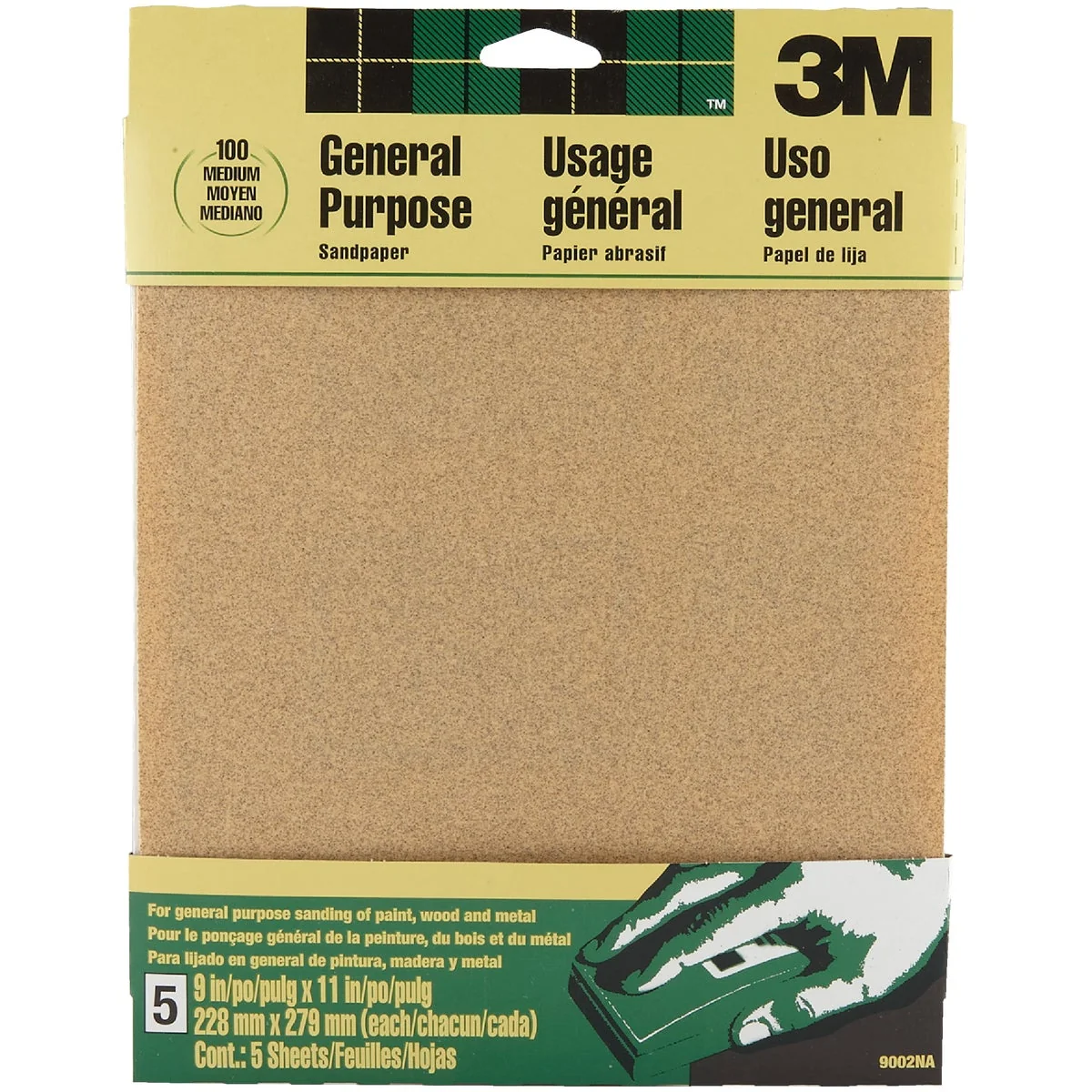 Specialty 3M General -Purpose 9 In. x 11 In. 100 Grit Medium Sandpaper 5-Pack Easy-to-Use