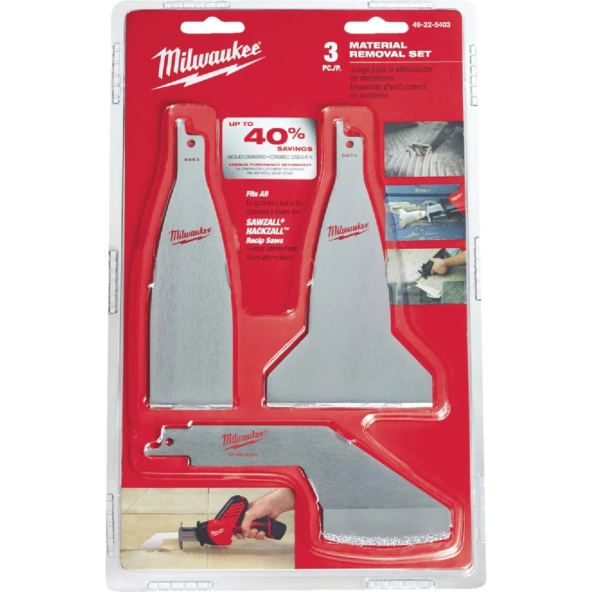 Advanced Milwaukee Sawzall 3-Piece Material Removal Reciprocating Saw Blade Set Flexible