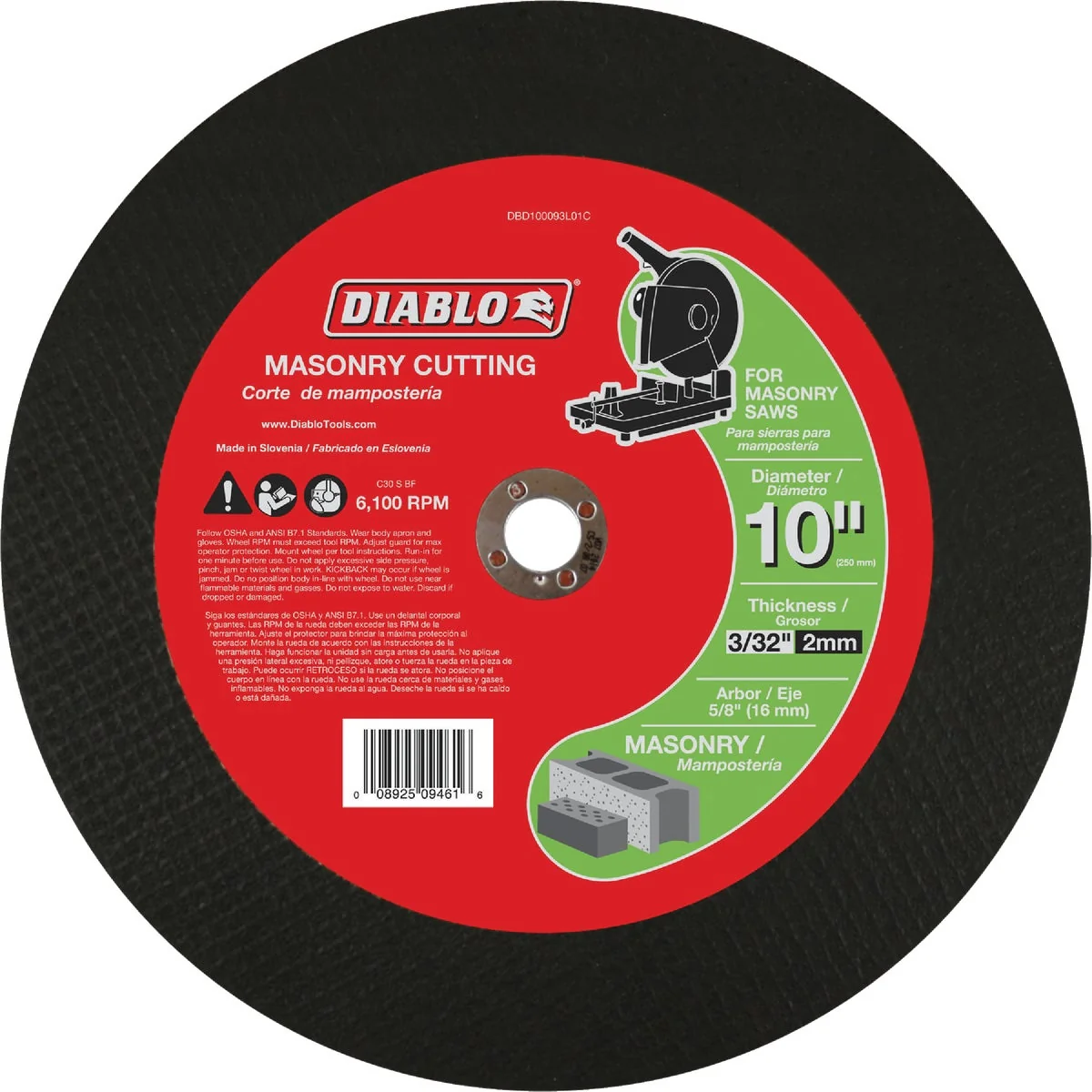 Unique Diablo Type 1 10 In. x 3 32 In. x 5 8 In. Masonry Cut-Off Wheel Reliable