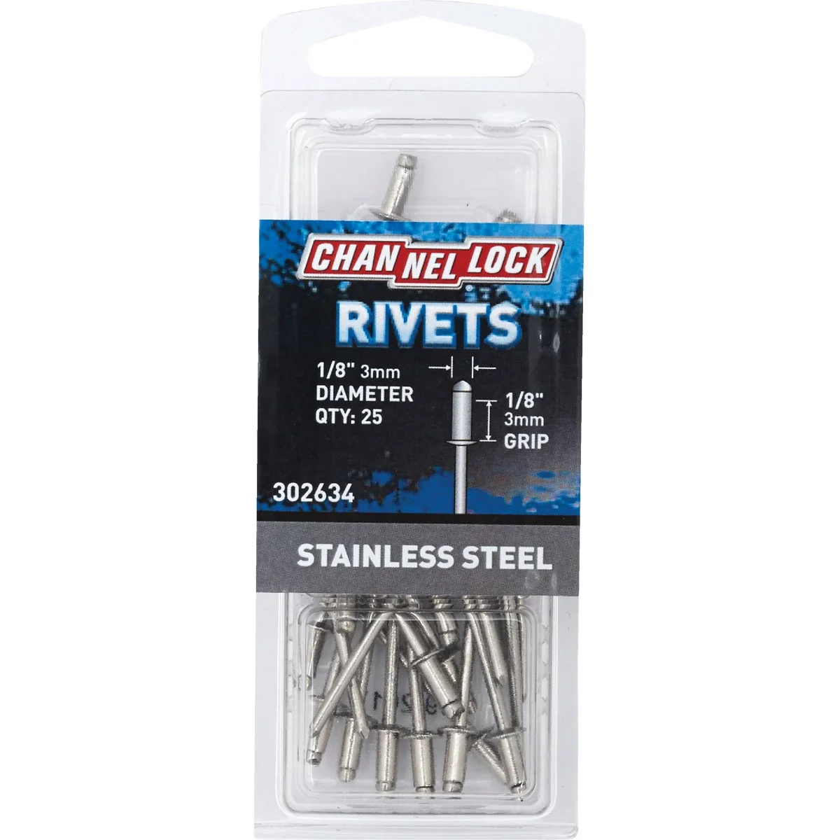 Outstanding Channellock 1 8 In. Dia. x 1 8 In. Grip Stainless Steel Rivet 25-Pack Smooth