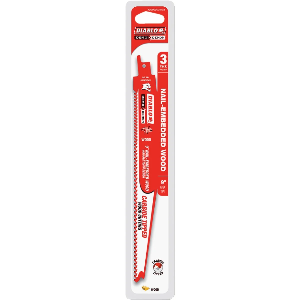 High-End Diablo Demo Demon 9 In. 6 TPI Carbide Wood w Nails Reciprocating Saw Blade 3-Pack Long-Lasting