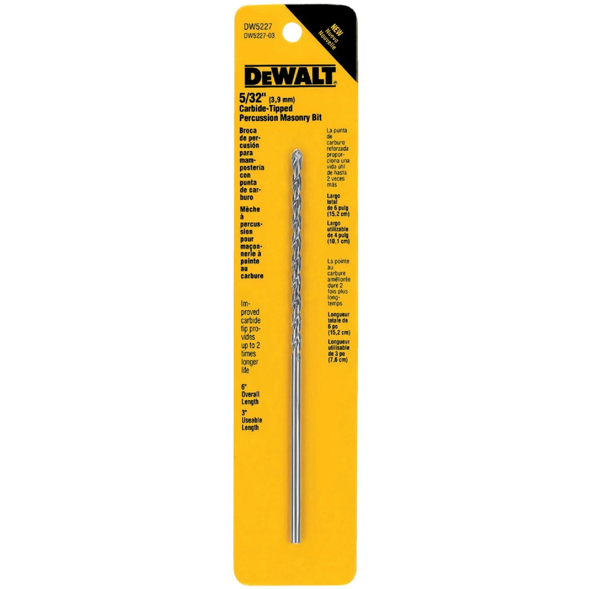 Minimalist DeWalt 5 32 In. x 6 In. Masonry Drill Bit Green