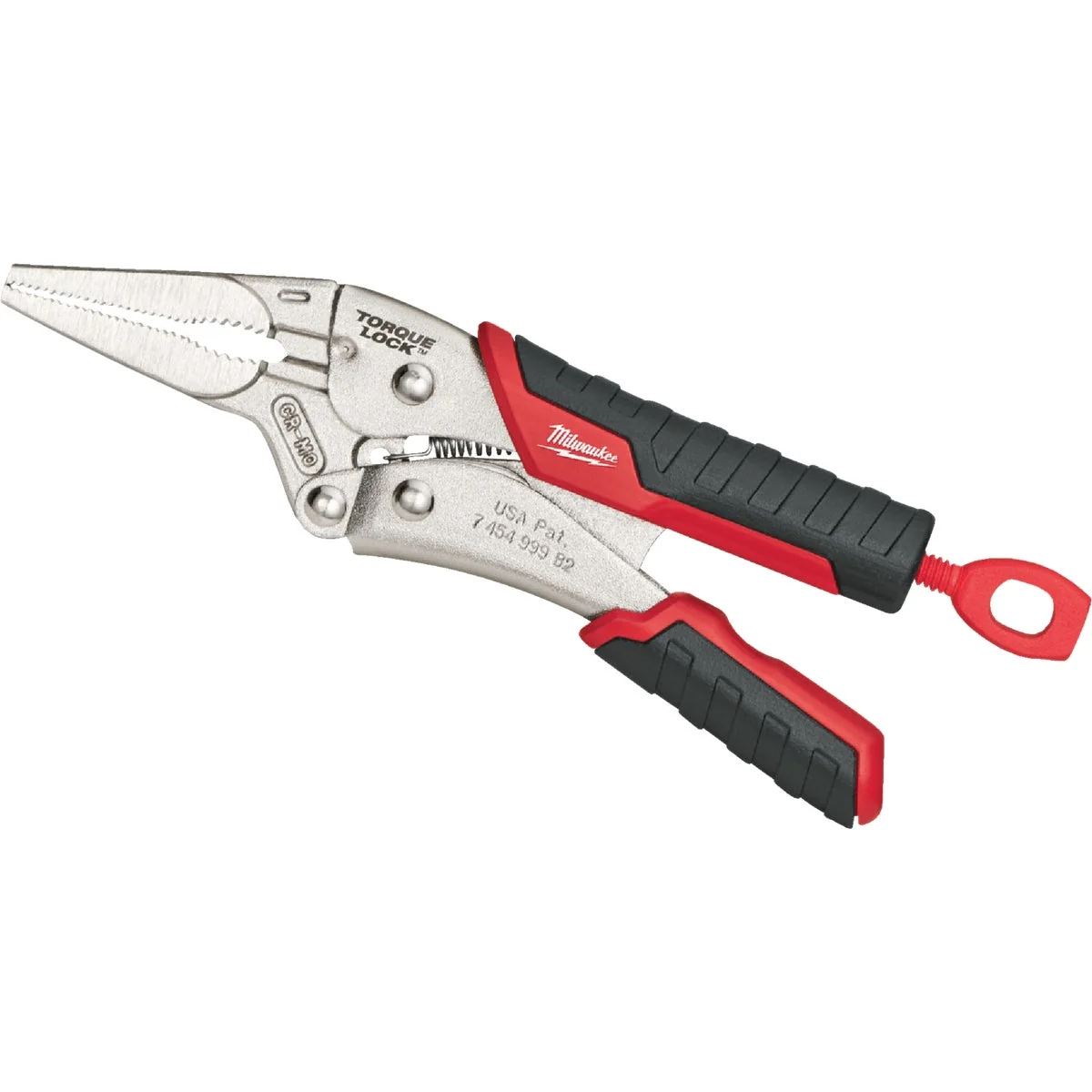 Green Milwaukee Torque Lock 6 In. Long Nose Overmold Grip Locking Pliers Minimalist