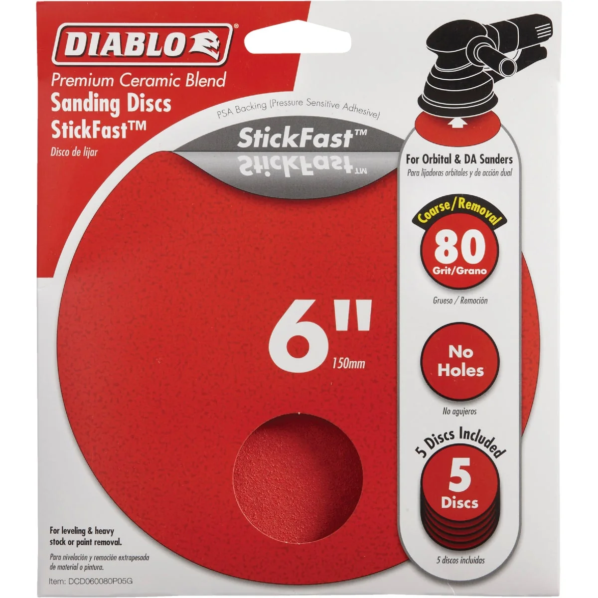 Prestigious Diablo StickFast 6 In. 80 Grit Sanding Disc 5-Pack Carefully Designed