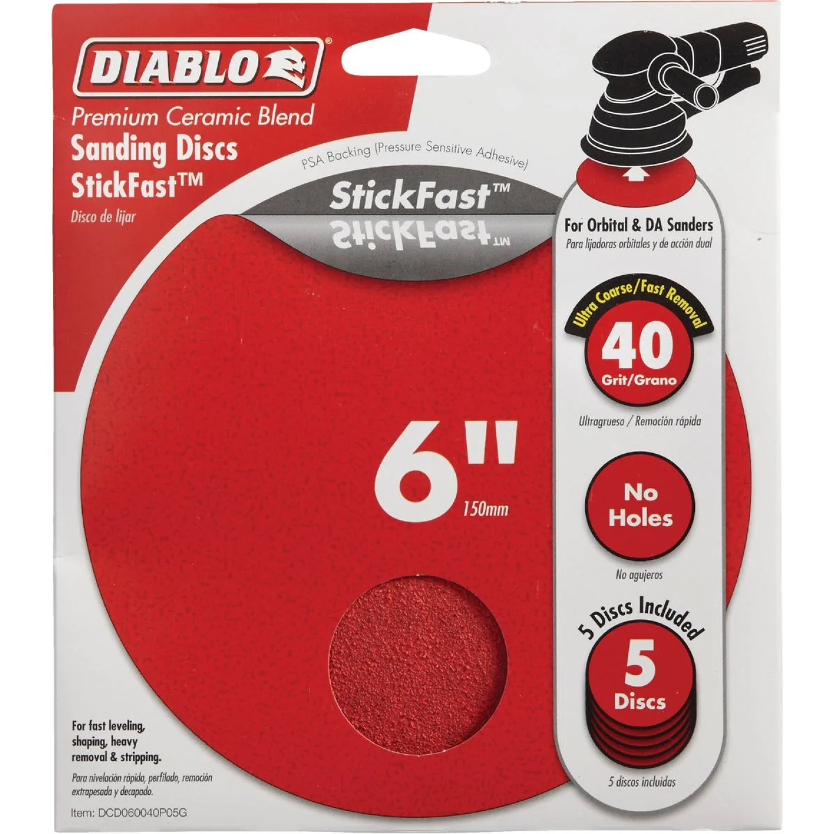 Clean Diablo StickFast 6 In. 40 Grit Sanding Disc 5-Pack Long-Lasting