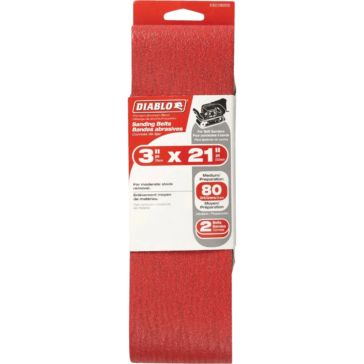 Breathable Diablo 3 In. x 21 In. 80 Grit General Purpose Sanding Belt 2-Pack Original Design