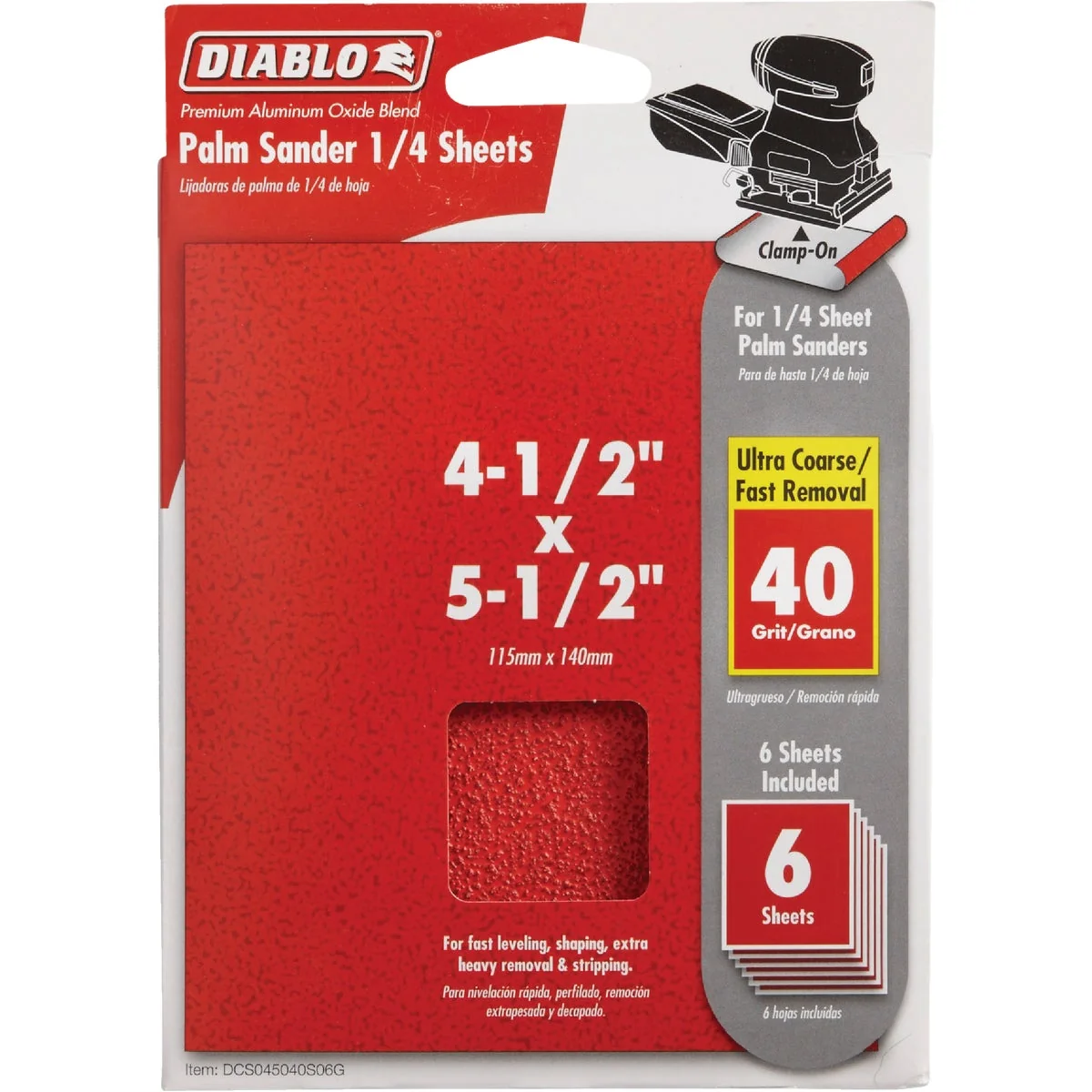 Breathable Diablo Clamp-On 40 Grit 4-1 2 In. x 5-1 2 In. 1 4 Power Sanding Sheet Sandpaper 6-Pack Innovative