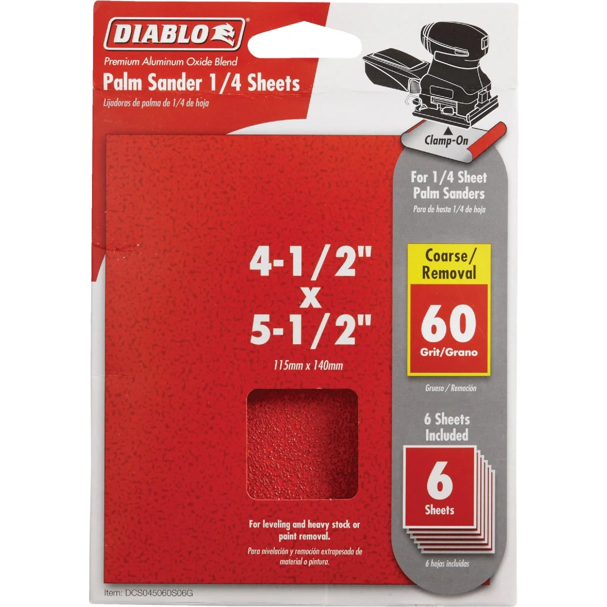 High-Grade Diablo Clamp-On 60 Grit 4-1 2 In. x 5-1 2 In. 1 4 Power Sanding Sheet Sandpaper 6-Pack Next-Generation