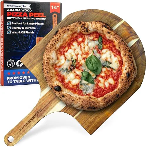 Clean 14 Inch Acacia Wood Pizza Peel Reliable