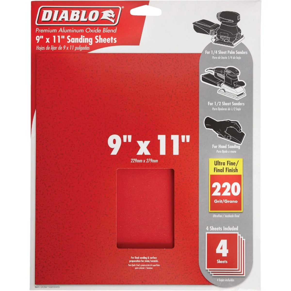 Clean Diablo 9 In. x 11 In. 220 Grit Ultra Fine Sandpaper 4-Pack Reliable