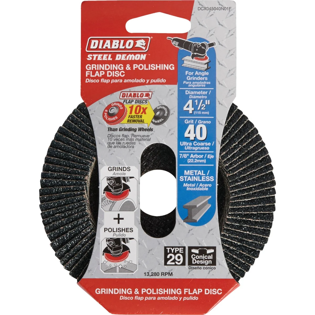 High-Performance Diablo Steel Demon 4-1 2 In. x 7 8 In. 40-Grit Type 29 Angle Grinder Flap Disc Dependable