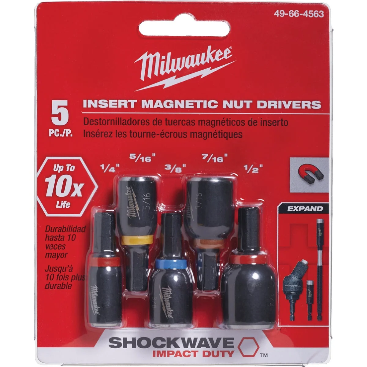 Official Milwaukee Shockwave 5-Piece Impact Magnetic Nutdriver Bit Set High-Performance
