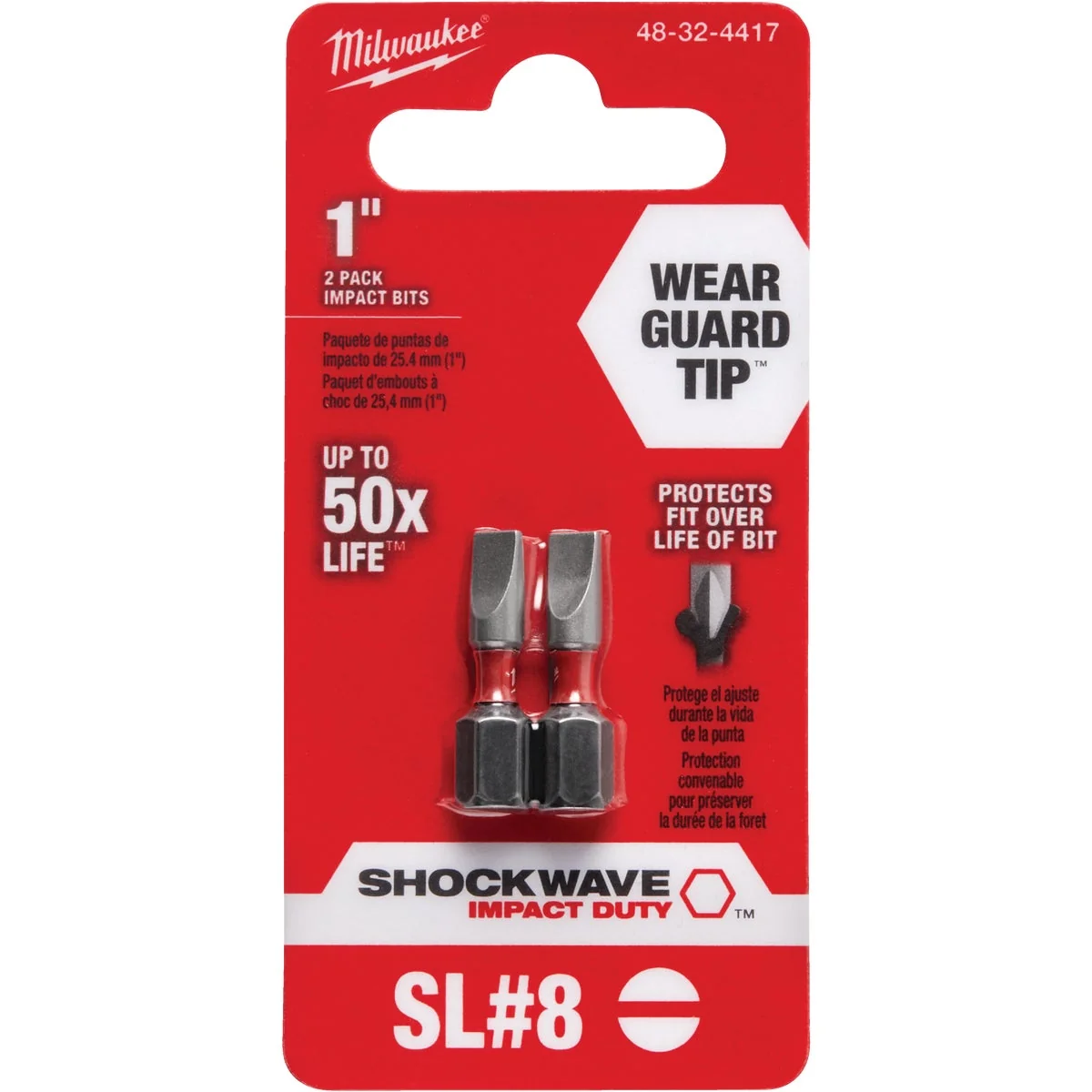 Trusted Milwaukee Shockwave 8 Slotted 1 In. Insert Impact Screwdriver Bit 2-Pack Smooth