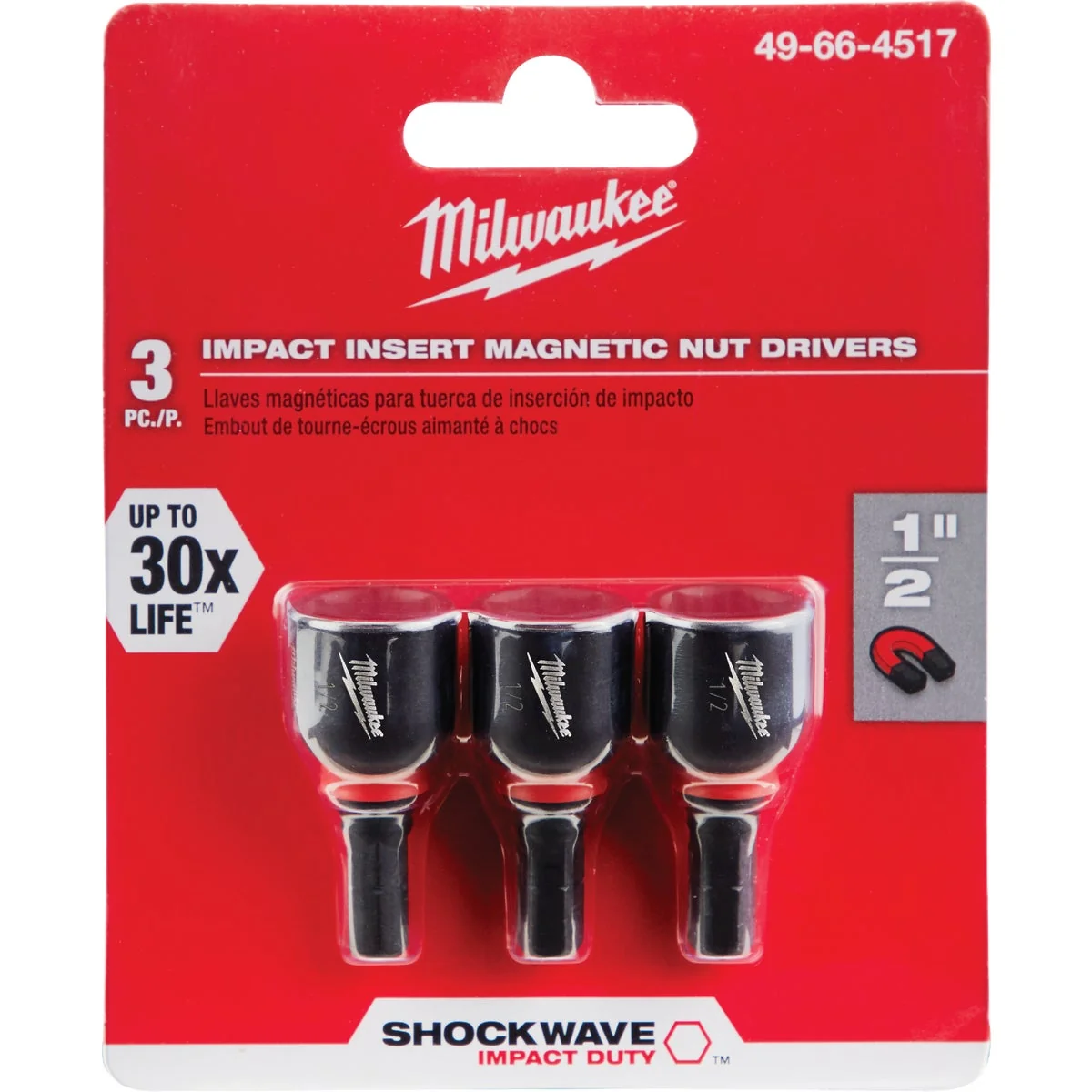 Refined Milwaukee 1 2 In. x 1-1 2 In. Insert Impact Nutdriver 3-Pack Excellent