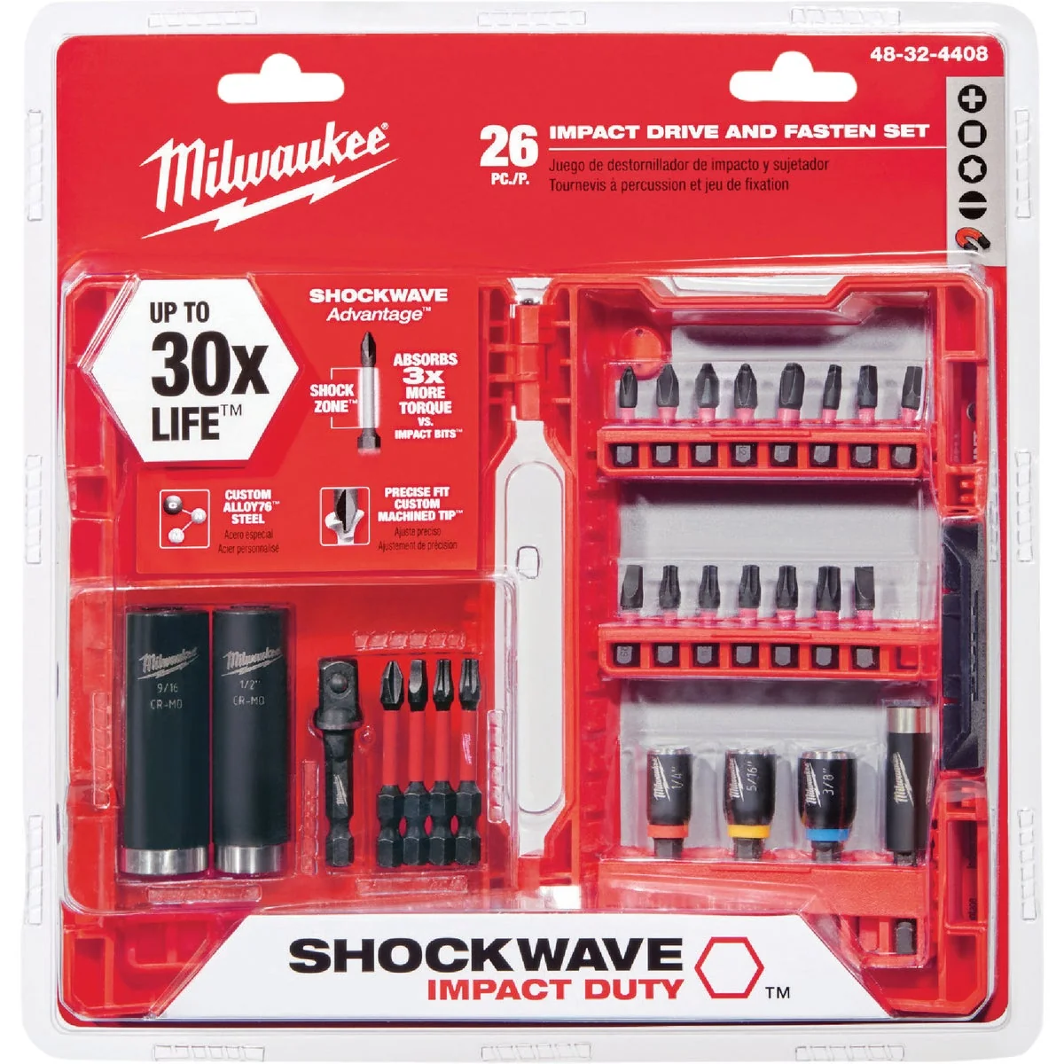 Dependable Milwaukee Shockwave Impact Screwdriver Bit Set 26-Piece Fine Crafted